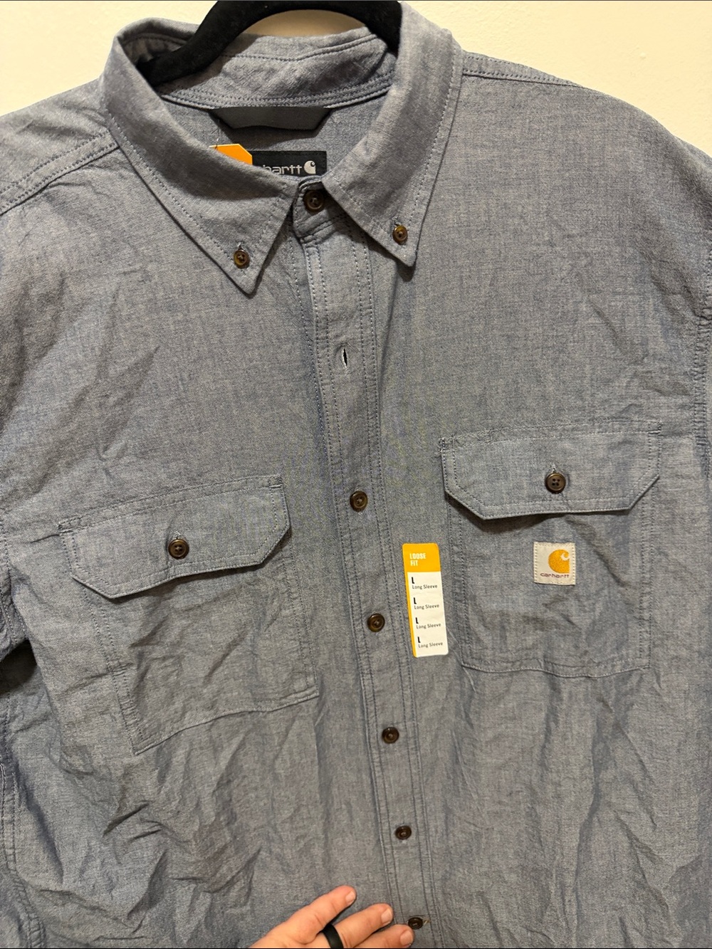 Carhartt Chambray Button-Down Work Shirt in Light Blue